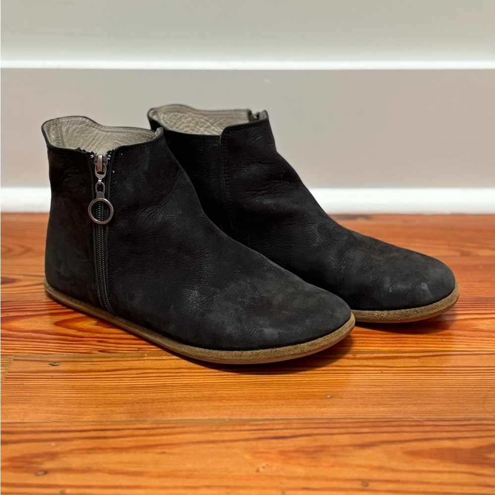 Rosa Zipper Boots By Anya, Black Suede